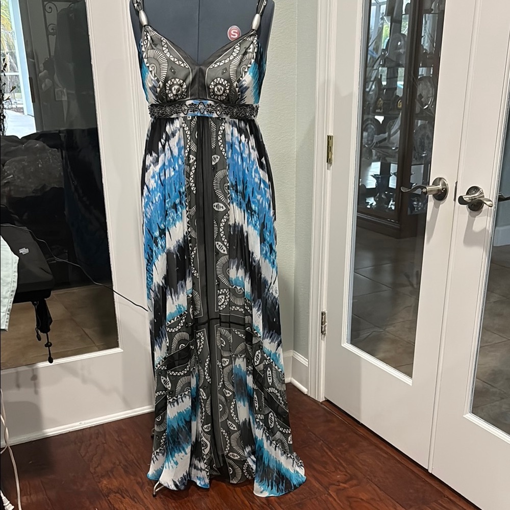 Stylish Blue and Black Maxi Dress